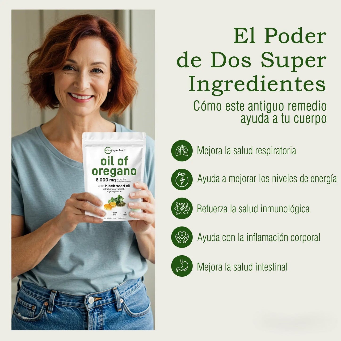 Aceite de Orégano - El Antibiótico Natural Más Poderoso (90 cápsulas)