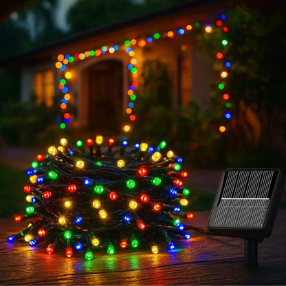 Luces Navideñas Solares Multicolor con 8 Modos y 12 metros - ✨¡Iluminá tu Navidad sin gastar en luz!✨